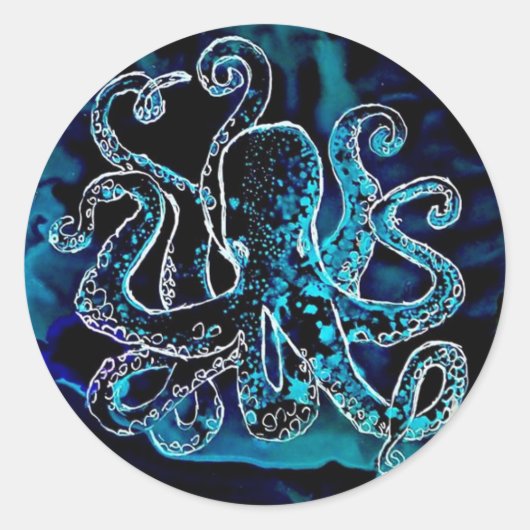Kraken Octopus Onder het Zee Ronde Sticker (Voorkant)