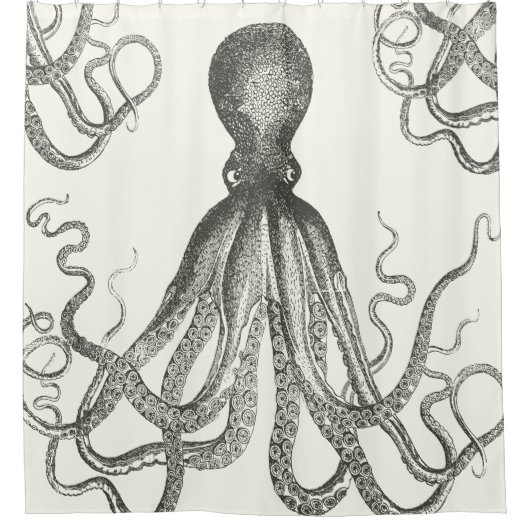 Kraken Octopus Tentacles  hand Drawn Fuuny Douchegordijn (Voorkant)