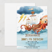 Kraken octopus thema uitnodiging (Voorkant / Achterkant)