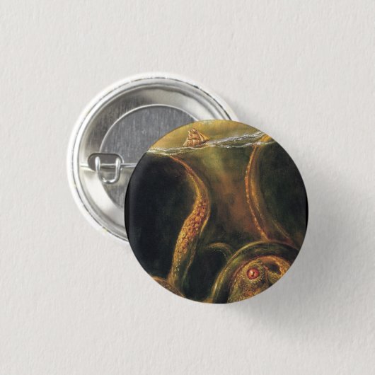 Kraken pin ronde button 3,2 cm (Voorkant /achterkant)