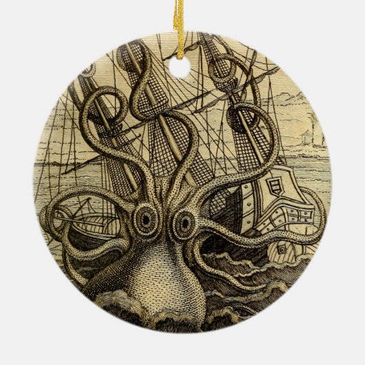 Kraken Print Keramisch Ornament (Achterkant)