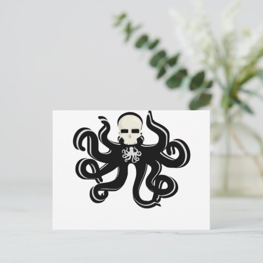 KRAKEN SKULL TATTOO ART PRINT BRIEFKAART (Staand voorkant)