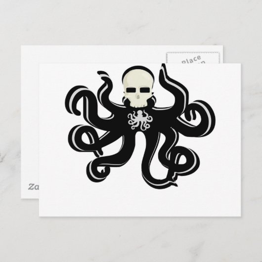 KRAKEN SKULL TATTOO ART PRINT BRIEFKAART (Voorkant / Achterkant)