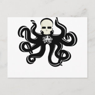 KRAKEN SKULL TATTOO ART PRINT BRIEFKAART