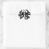 KRAKEN SKULL TATTOO ART PRINT RONDE STICKER (Tas)