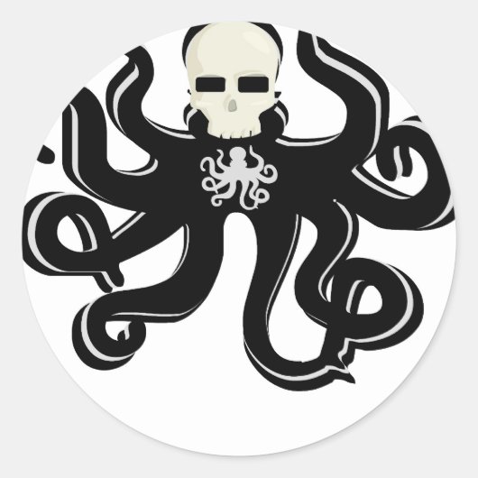 KRAKEN SKULL TATTOO ART PRINT RONDE STICKER (Voorkant)