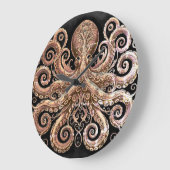 Kraken Steampunk Octopus  Gold Black Grote Klok (Hoek)