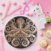 Kraken Steampunk Octopus  Gold Black Papieren Bordje (Feest)