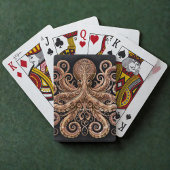 Kraken Steampunk Octopus Gold Black Pokerkaarten