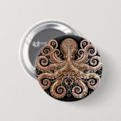 Kraken Steampunk Octopus Gold Black Ronde Button 5,7 Cm (Voorkant /achterkant)