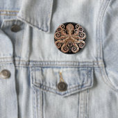 Kraken Steampunk Octopus  Gold Black Ronde Button 5,7 Cm (In situ)