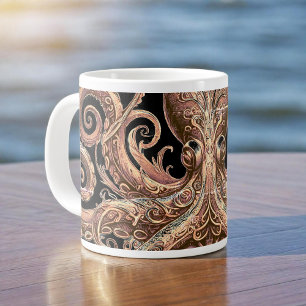 Kraken Steampunk Octopus goud en zwart Grote Koffiekop