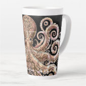 Kraken Steampunk Octopus  goud en zwart Latte Mok (Rechterhoek)