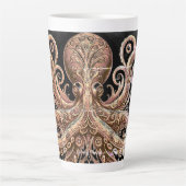 Kraken Steampunk Octopus  goud en zwart Latte Mok (Voorkant)