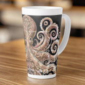 Kraken Steampunk Octopus  goud en zwart Latte Mok