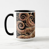 Kraken Steampunk Octopus  goud en zwart Mok (Links)