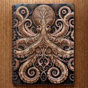 Kraken Steampunk Octopus goud en zwart Notitieboek
