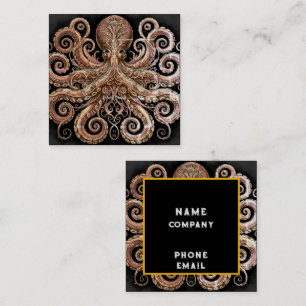 Kraken Steampunk Octopus  goud en zwart Vierkante Visitekaartje