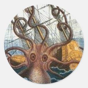 Kraken Steampunk Octopus  Ronde Sticker