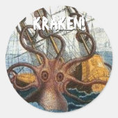 Kraken Steampunk Octopus  Ronde Sticker (Voorkant)