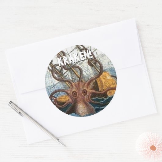 Kraken Steampunk Octopus  Ronde Sticker (Envelop)