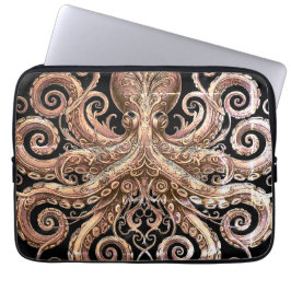 Kraken Steampunk Octopus Sieraad Goud en Zwart Laptop Sleeve
