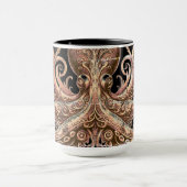 Kraken Steampunk Octopus Sieraad Goud en Zwart Mok (Midden)