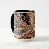 Kraken Steampunk Octopus Sieraad Goud en Zwart Mok (Voorkant links)
