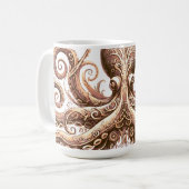 Kraken Steampunk Octopus Sieraad Goud Wit Koffiemok (Voorkant links)