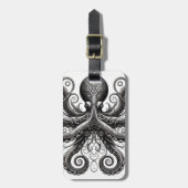 Kraken Steampunk Octopus Sieraad Zwart Bagagelabel (Voorkant verticaal)