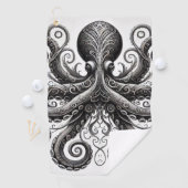 Kraken Steampunk Octopus Sieraad Zwart Golfhanddoek (Insitu)