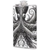Kraken Steampunk Octopus Versierde Zwarte Heupfles (Links)