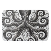 Kraken Steampunk Octopus Zwart Badmat (Voorkant)