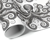 Kraken Steampunk Octopus Zwart Cadeaupapier (Rol Hoek)