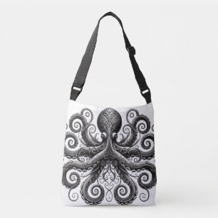 Kraken Steampunk Octopus  Zwart Crossbody Tas