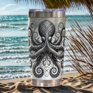 Kraken Steampunk Octopus  Zwart Geïsoleerde Drinkbeker