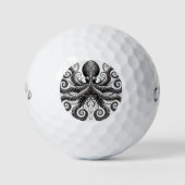 Kraken Steampunk Octopus  Zwart Golfballen (Voorkant)