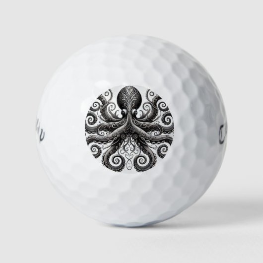 Kraken Steampunk Octopus  Zwart Golfballen (Voorkant)