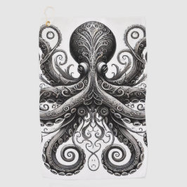 Kraken Steampunk Octopus  Zwart Golfhanddoek