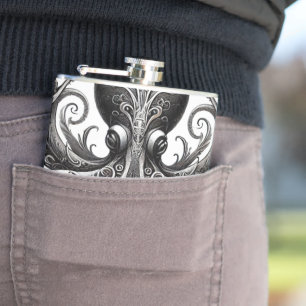 Kraken Steampunk Octopus Zwart Heupfles