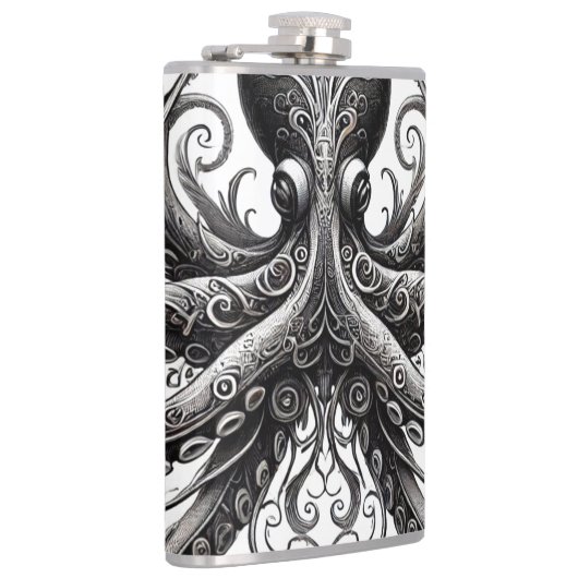 Kraken Steampunk Octopus  Zwart Heupfles (Rechts)