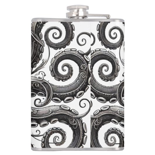 Kraken Steampunk Octopus  Zwart Heupfles (Achterkant)