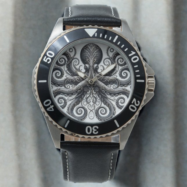 Kraken Steampunk Octopus  Zwart Horloge (Creator heeft geüpload)