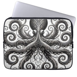Kraken Steampunk Octopus  Zwart Laptop Sleeve