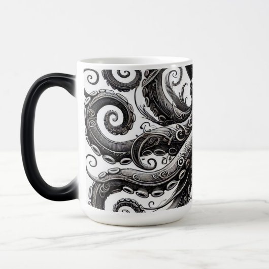 Kraken Steampunk Octopus  Zwart Magische Mok (Links)