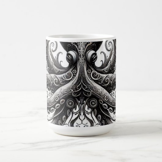 Kraken Steampunk Octopus  Zwart Magische Mok (Midden)