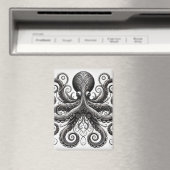 Kraken Steampunk Octopus  Zwart Magneet (Insitu (Vaatwasser))