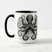 Kraken Steampunk Octopus Zwart Mok (Links)