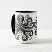 Kraken Steampunk Octopus Zwart Mok (Voorkant links)