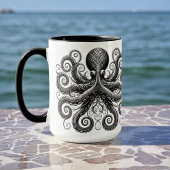 Kraken Steampunk Octopus Zwart Mok